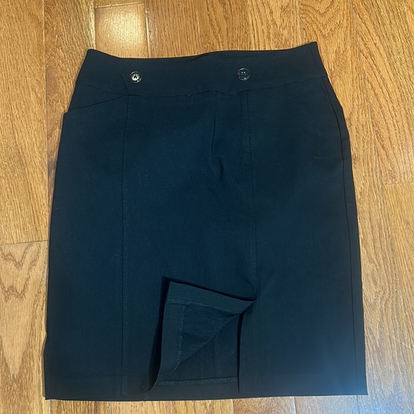 REITMAN PETITE BLACK MINI SKIRT TWO FRONT POCKETS FRONT SLIT PENCIL SKIRT M - Picture 4 of 5
